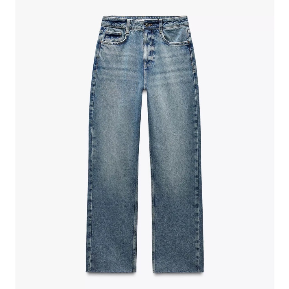 Zara High rise Z1975 Straight Leg Jeans, Indigo, 10